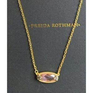 Freida Rothman Pink Crystal Matte Pendant 14k Gold Over Sterling Silver Necklace